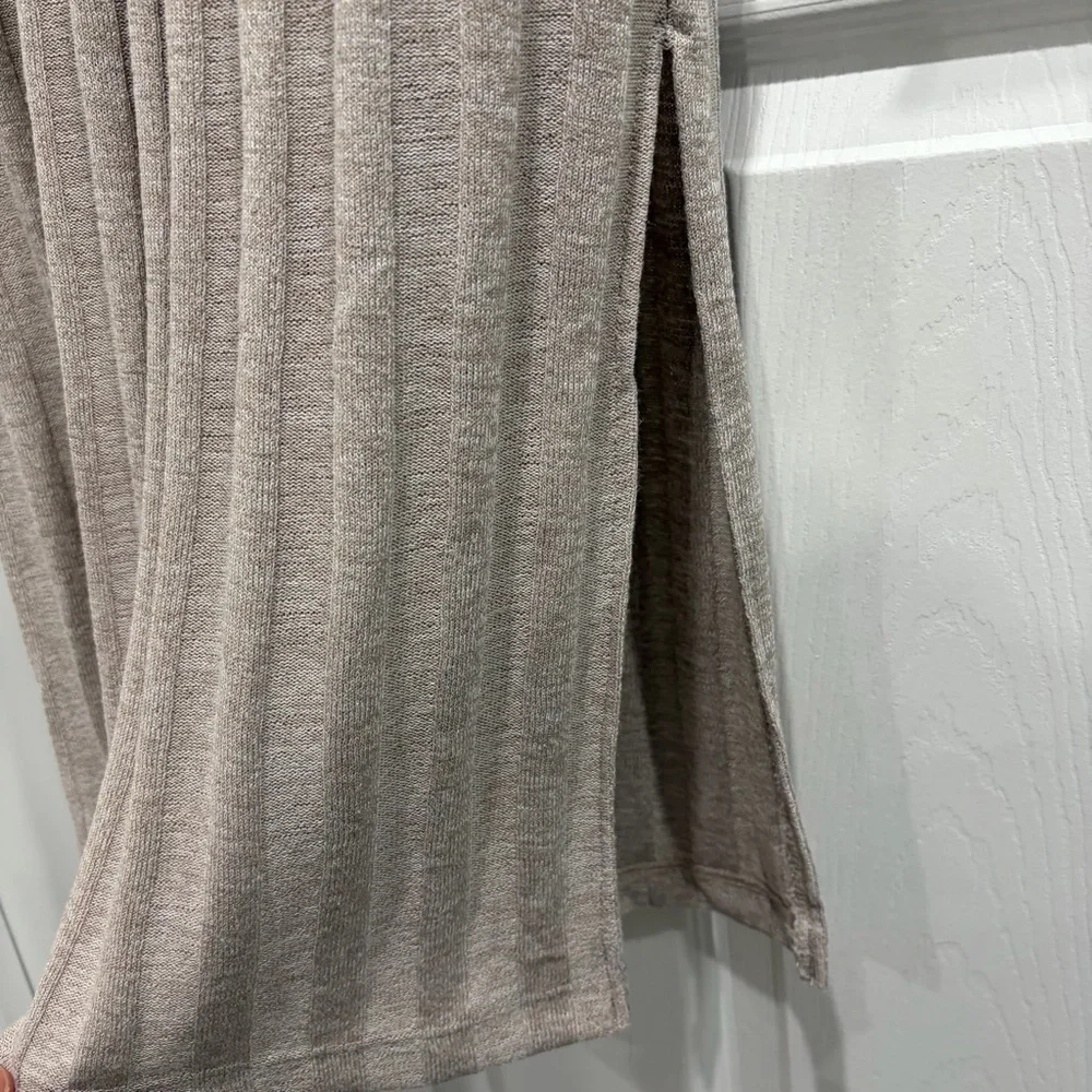 2/$25 H&M Elegant Long Sleeve Beige Ribbed Knit Dress with Side Slit - Picture 2 of 11